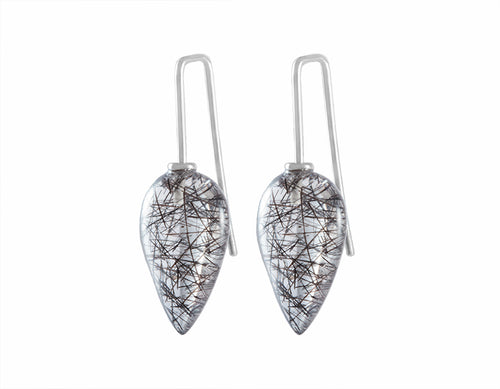 tourmalinated quartz earrings, platinum