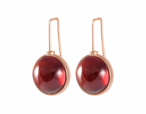 18k rose gold earrings, hessonite garnet