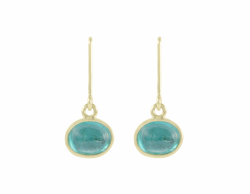 Indicolite tourmaline in 18k green gold earrings.