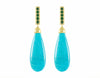 Turquoise drops set in green gold with tsavorite garnets.