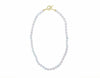 Silver blue Akoya pearl choker with 18k green gold clasp.