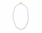 Silver blue Akoya pearl choker with 18k green gold clasp.