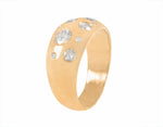 18k gold ring flush set with diamonds.