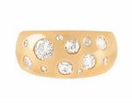 18k gold ring flush set with diamonds.