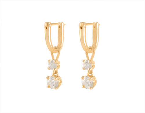 18k yellow gold drops with diamonds on hoops