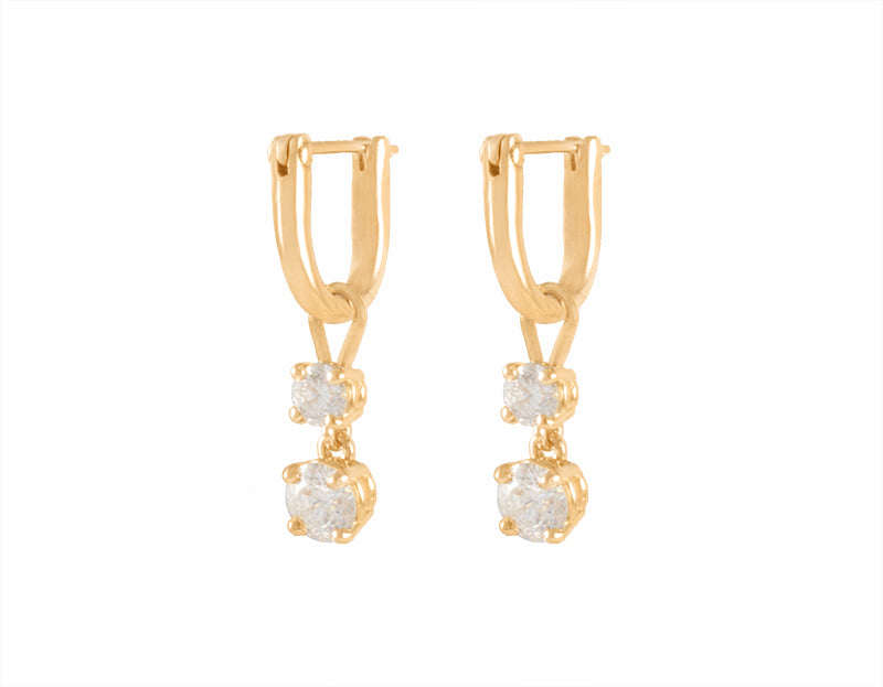 18k yellow gold drops with diamonds on hoops