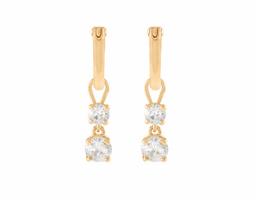 18k yellow gold drops with diamonds on hoops