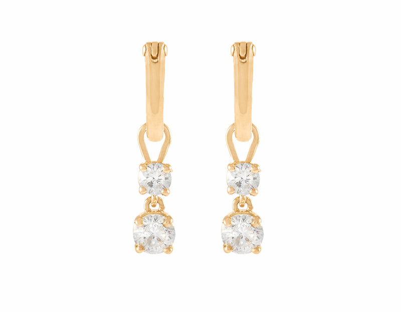 18k yellow gold drops with diamonds on hoops