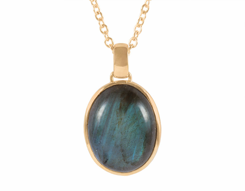 Labradorite pendant in solid 18k yellow gold.